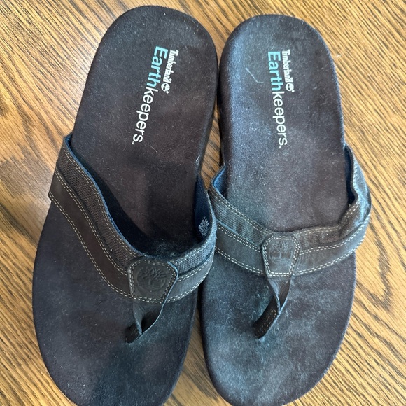 Men’s Timberland Earthkeepers Brown Leather flip flops- size 11 - Picture 2 of 2